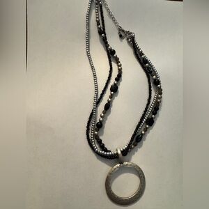 Premier Designs Black and Silver Multi-Strand Necklace